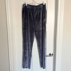 Victoria's Secret PINK Velour Shine Logo Wide Leg Sweatpants NWT - Blue sz M